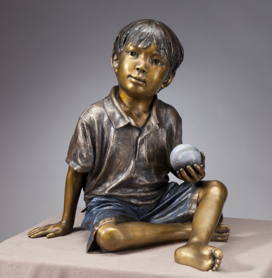Cooper's Town Bronze Child with Baseball