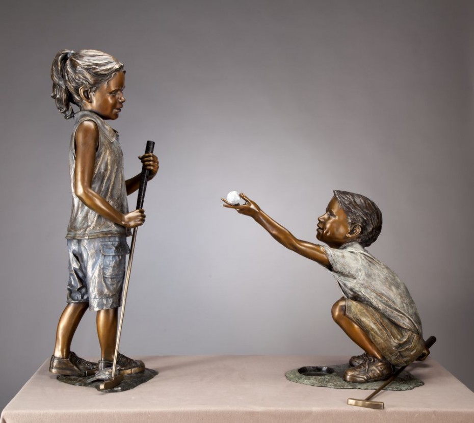Dimples Bronze Sculpture Child Golfing
