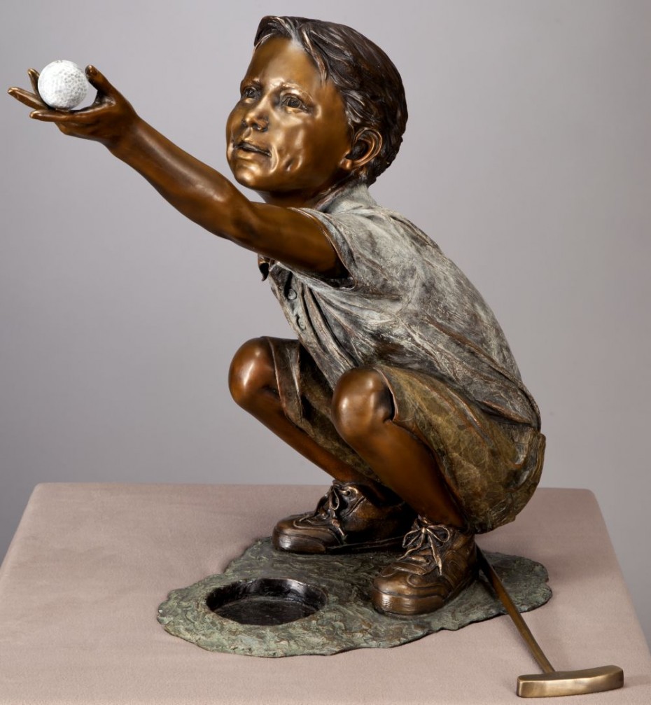 Dimples Bronze Sculpture Child Golfing