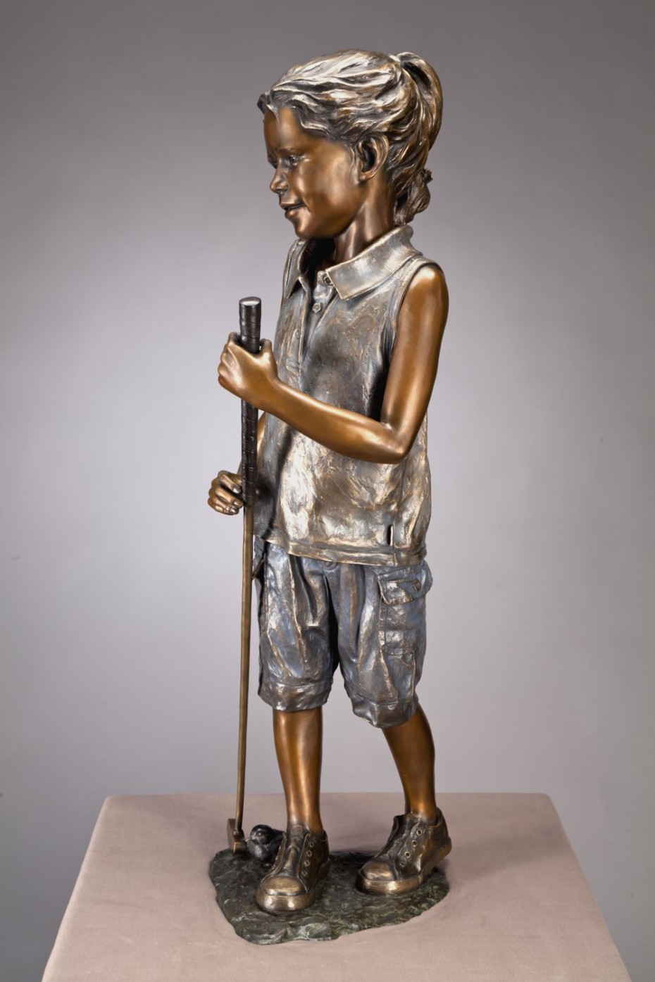 Birdie Bronze Sculpture Child Golfing