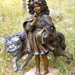 Lil' Red Riding Hood in Bronze with Wolf