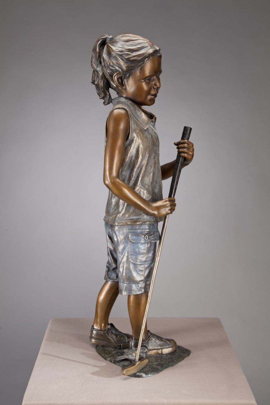 Birdie Bronze Sculpture Child Golfing